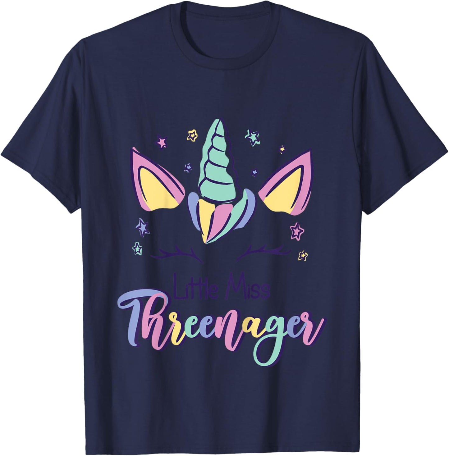 Little Miss Threenager Birthday 3 Years T-Shirt - T-Shirt | Navy