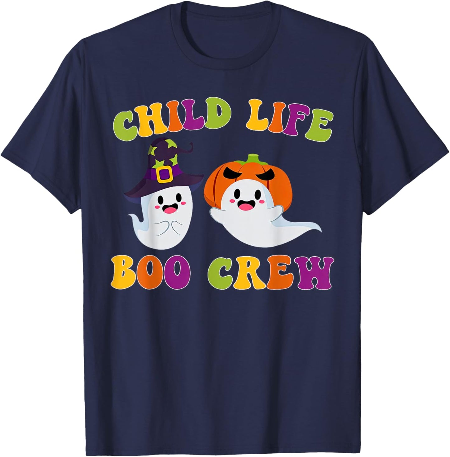 Child Life Boo Crew Ghost Halloween Child Life Specialist T-Shirt - T-Shirt | Navy