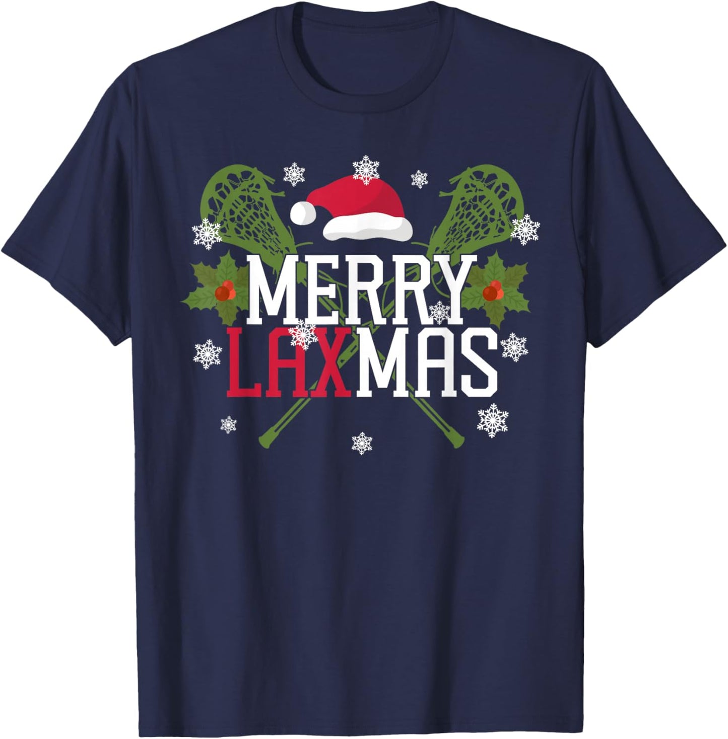 Lacrosse Lax Christmas Merry Lax-Mas T-Shirt - T-Shirt | Navy