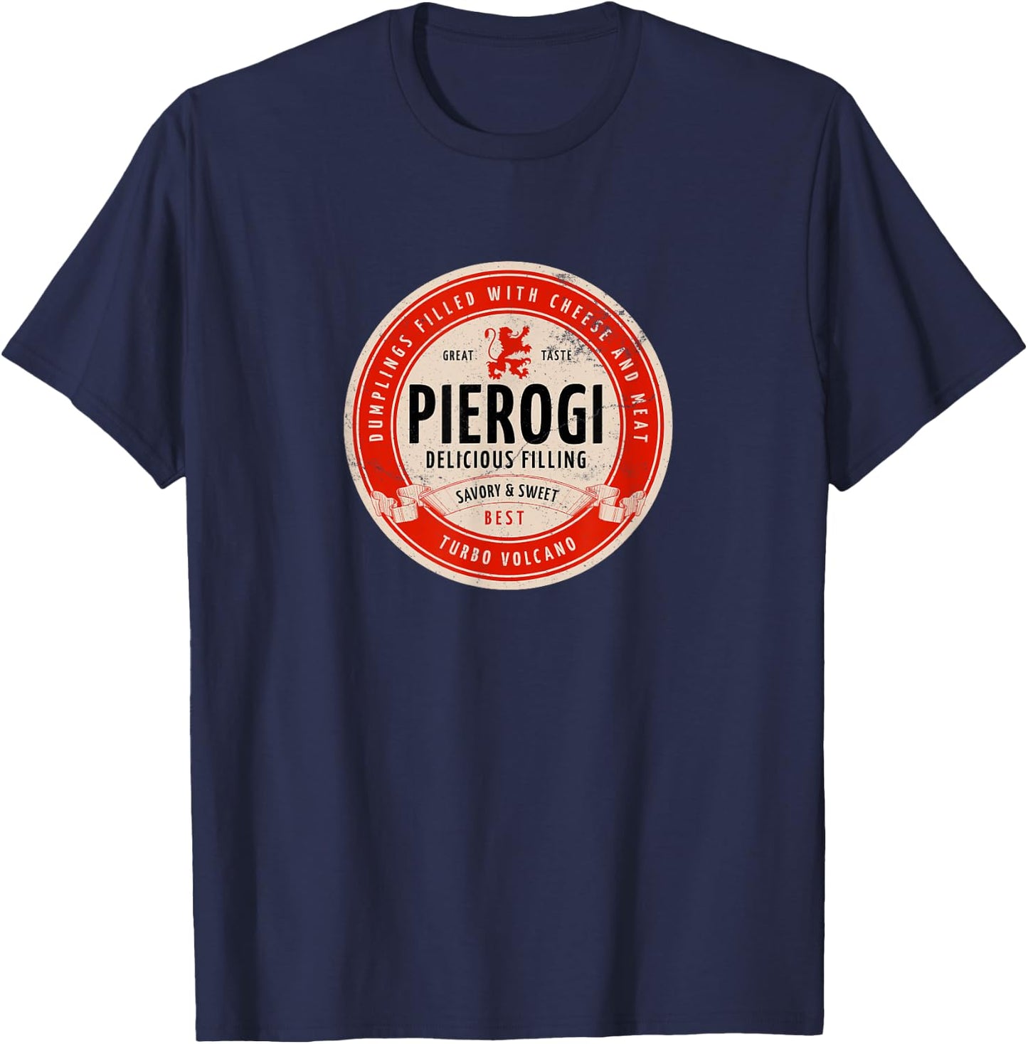 Retro Pierogi Beer Bottle Logo Vintage T-Shirt - T-Shirt | Navy