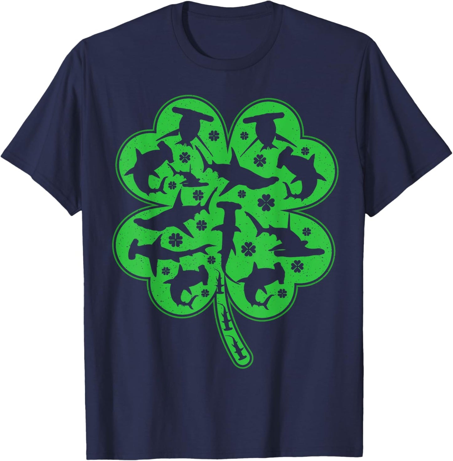 Irish Shamrock Leaf Hammerhead Shark St. Patrick's Day T-Shirt - T-Shirt | Navy