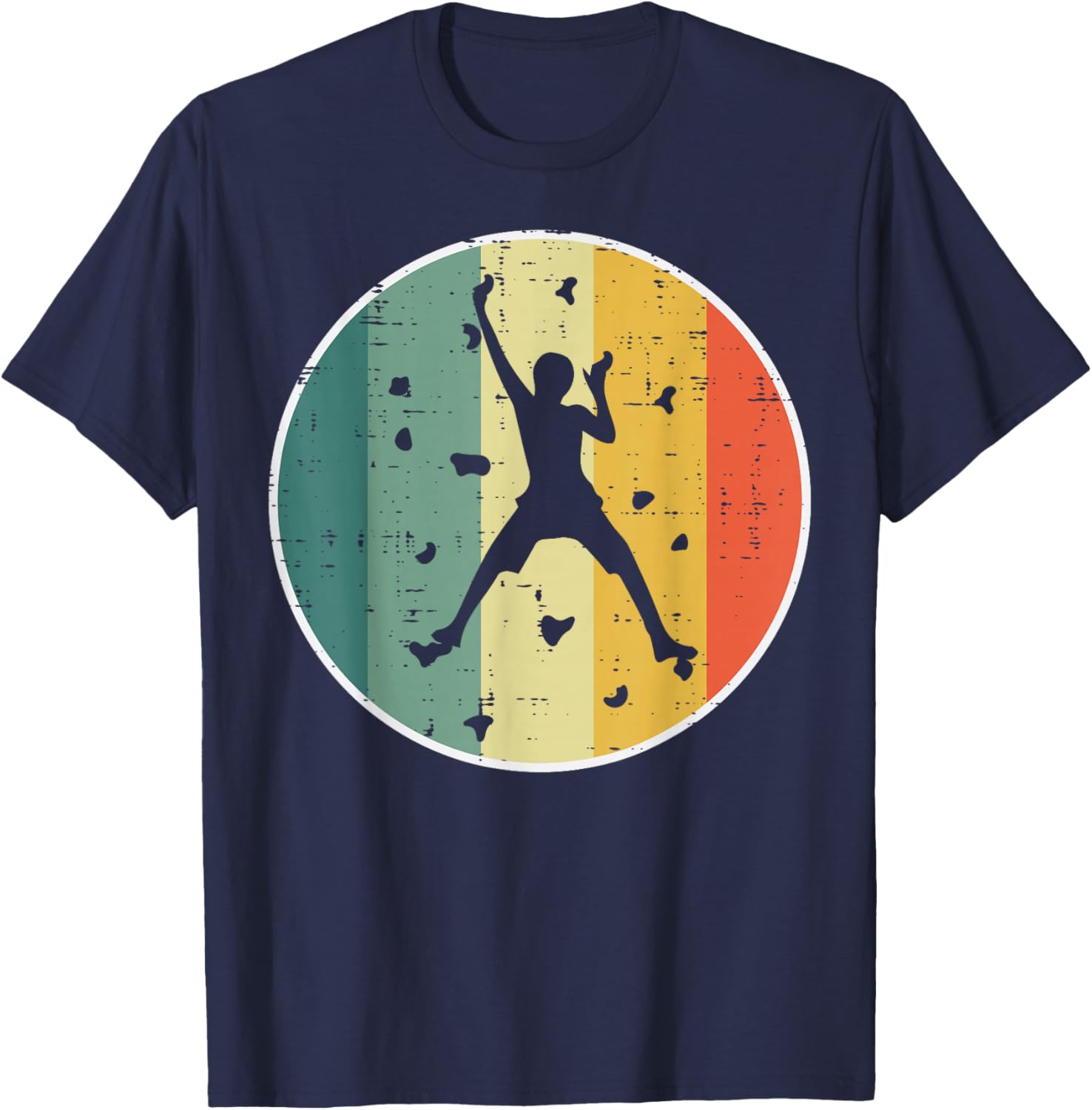 Wall Climbing Retro Rock Climber Bouldering Men Women Kids T-Shirt - T-Shirt | Navy