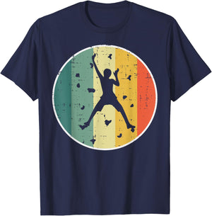 Wall Climbing Retro Rock Climber Bouldering Men Women Kids T-Shirt - T-Shirt | Navy