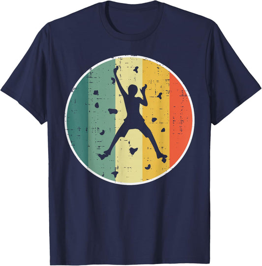 Wall Climbing Retro Rock Climber Bouldering Men Women Kids T-Shirt - T-Shirt | Navy