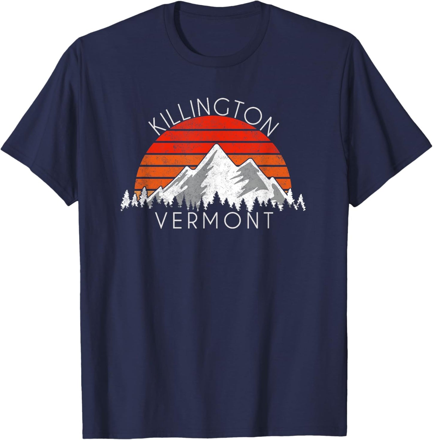Retro Vintage Killington, Vermont Distressed T-Shirt - T-Shirt | Navy