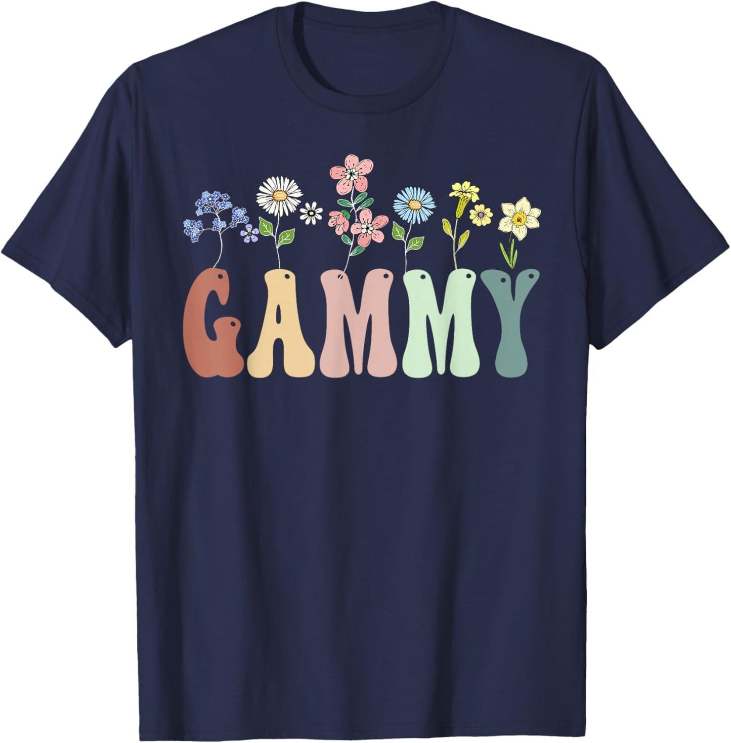 Gammy Gifts Women Wildflower Floral Design Gammy T-Shirt - T-Shirt | Navy