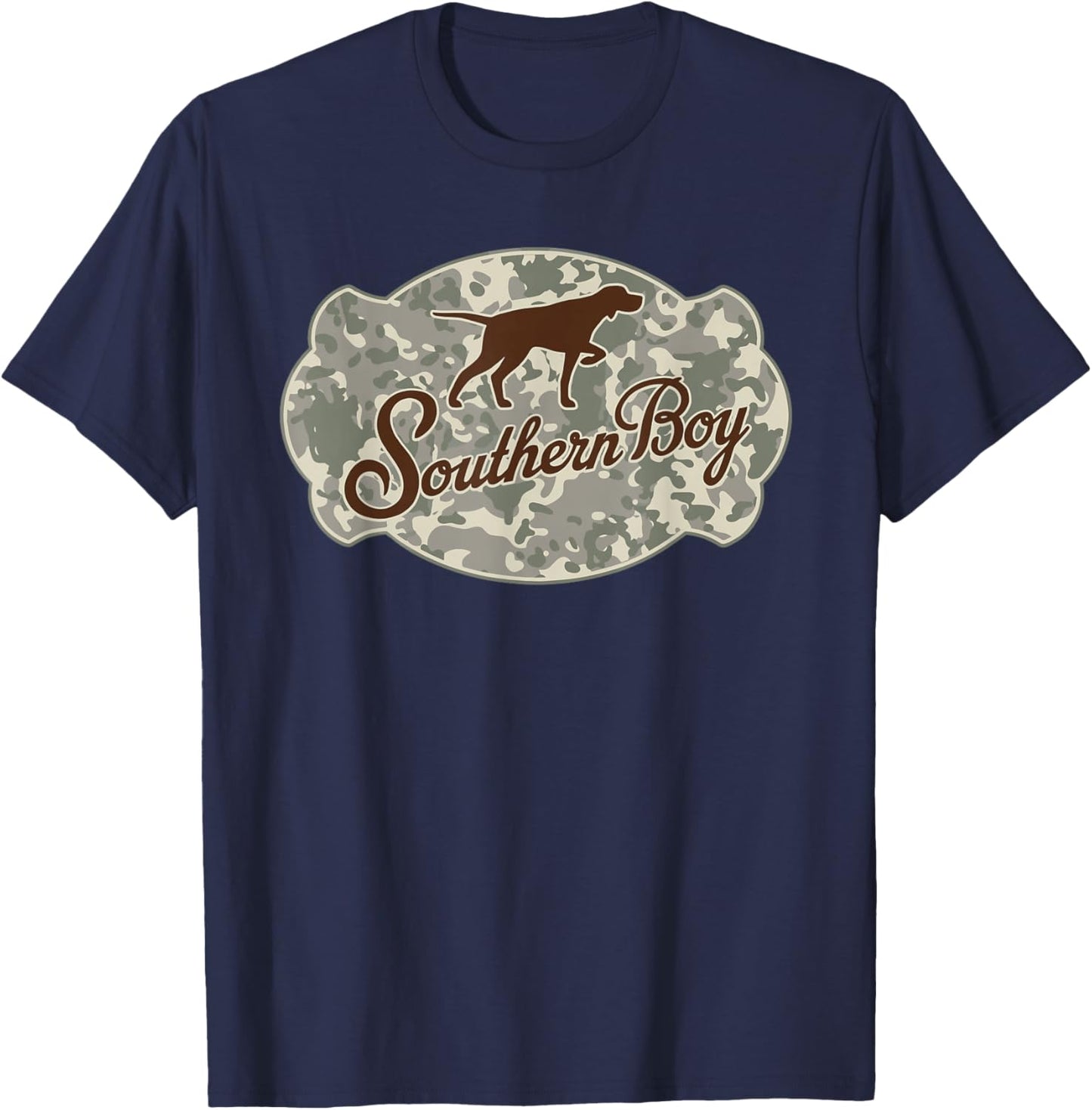 Southern Boy Camouflage Hunting Dog Hello Hunting Season T-Shirt - T-Shirt | Navy