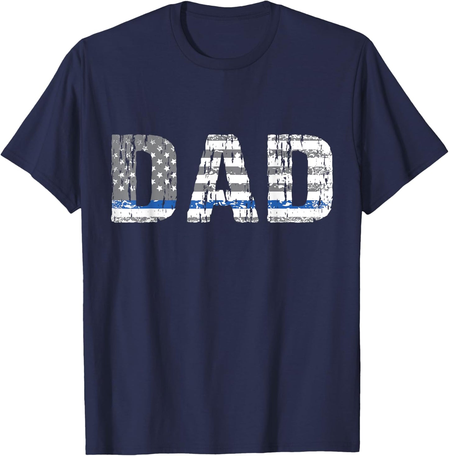 Thin Blue Line Police Dad Police Officer Supporter Father T-Shirt - T-Shirt | Navy