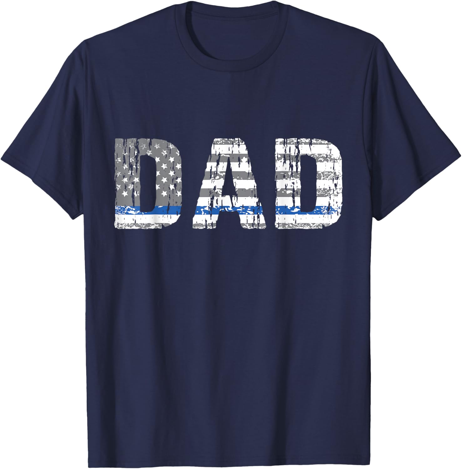 Thin Blue Line Police Dad Police Officer Supporter Father T-Shirt - T-Shirt | Navy