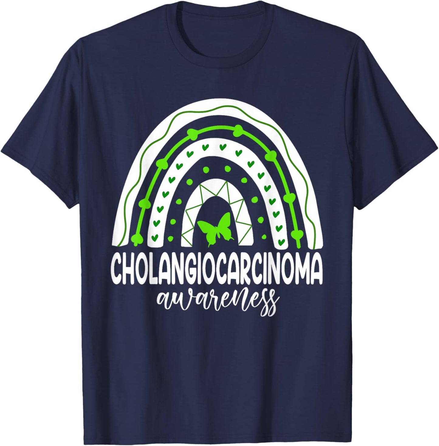We wear Green Rainbow For Cholangiocarcinoma Awareness T-Shirt - T-Shirt | Navy