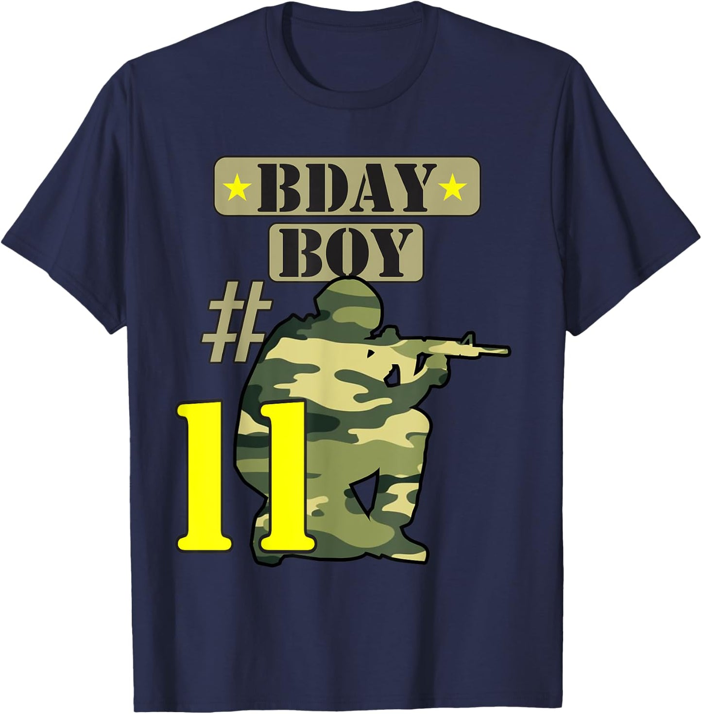 11Th Birthday Boy Camo -Eleven years old -Camouflage T-Shirt - T-Shirt | Navy