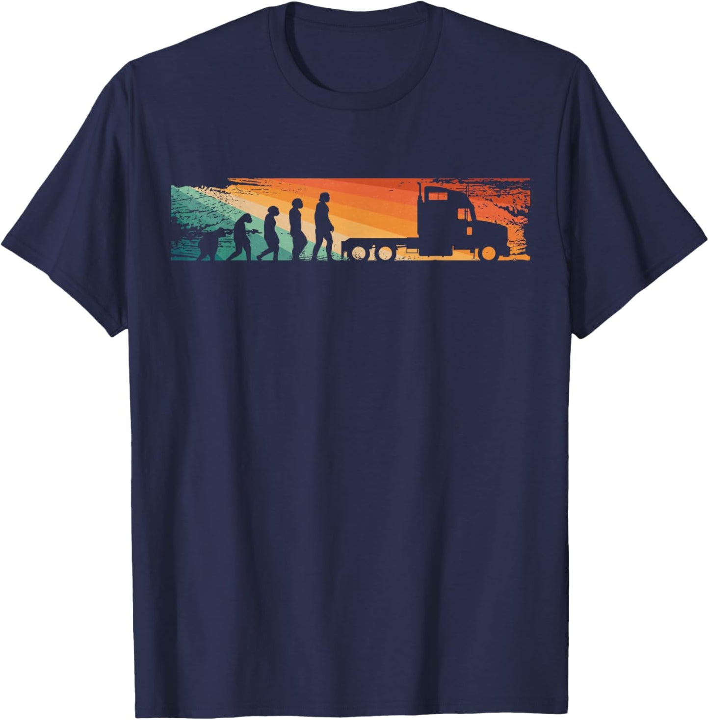 Truck Driver Evolution Truck Driver Essentials Men Trucker T-Shirt - T-Shirt | Navy