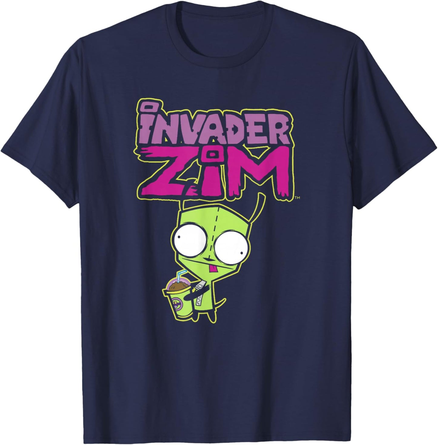 Invader Zim G.I.R Milkshake Foodie Dog Logo T-Shirt - T-Shirt | Navy