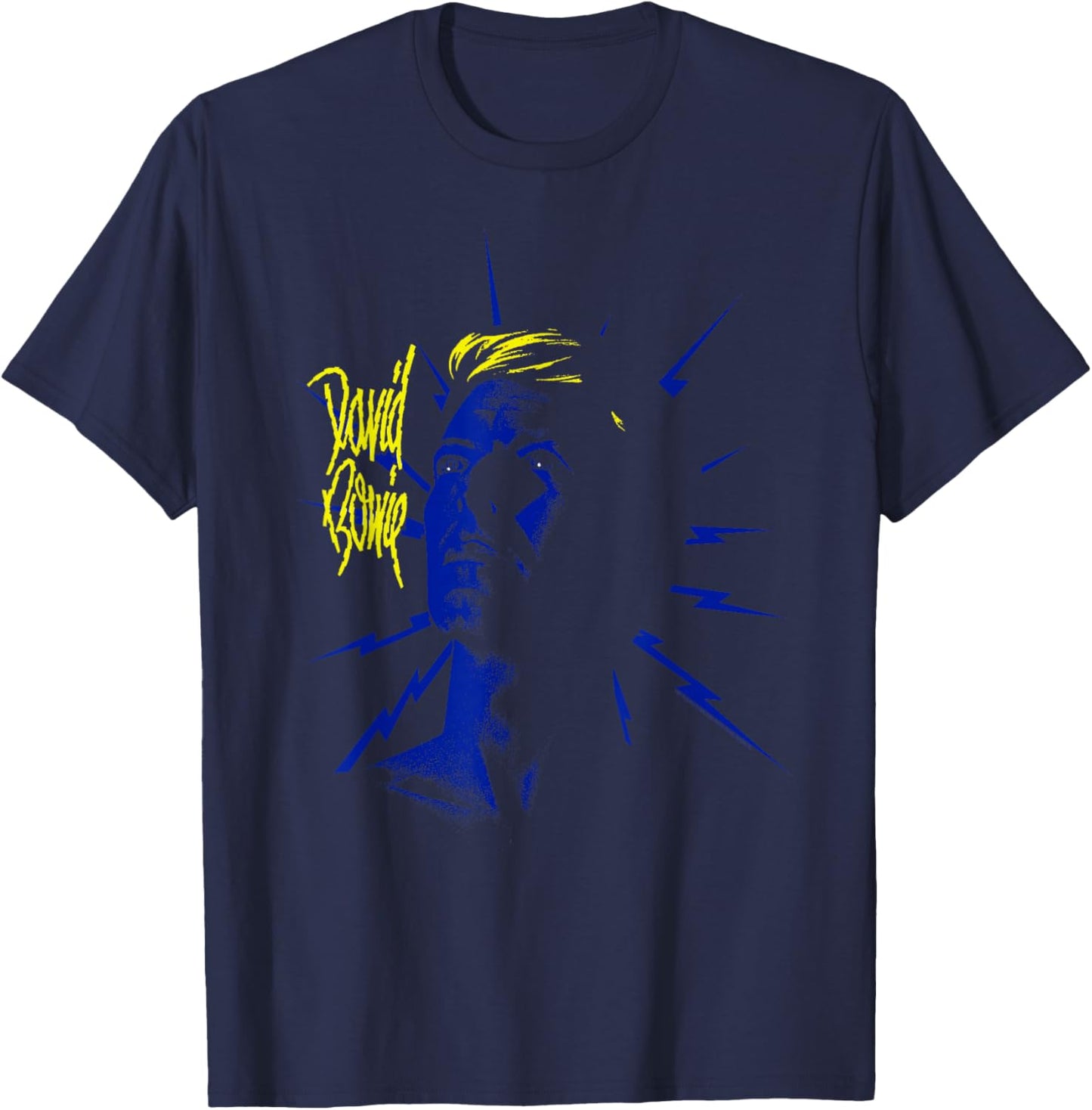 David Bowie Tonight with Lightning , Black, S T-Shirt - T-Shirt | Navy
