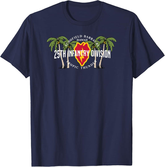 25th Infantry Schofield Barracks Hawaii Tropic Thunder Vet T-Shirt - T-Shirt | Navy