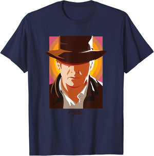 Indiana Jones and The Dial of Destiny Big Face Portrait T-Shirt - T-Shirt | Navy