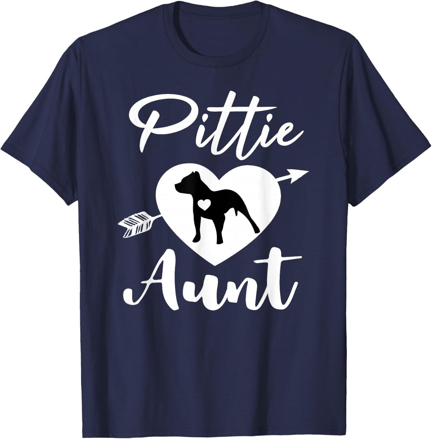 Pittie Aunt Cute Pitbull Auntie Heart Love Pit Bull Lover T-Shirt - T-Shirt | Navy