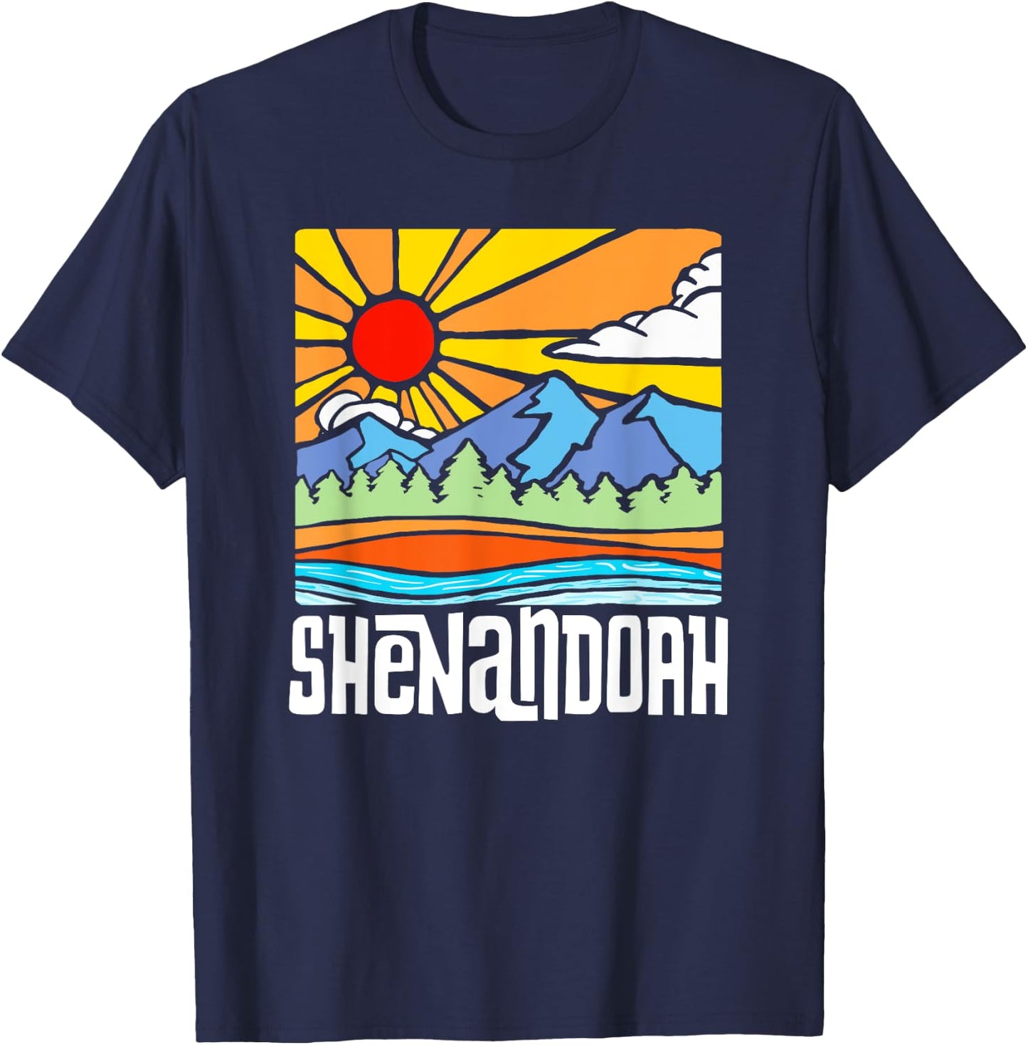 Shenandoah National Park Artistic Nature & Mountains Vintage T-Shirt - T-Shirt | Navy