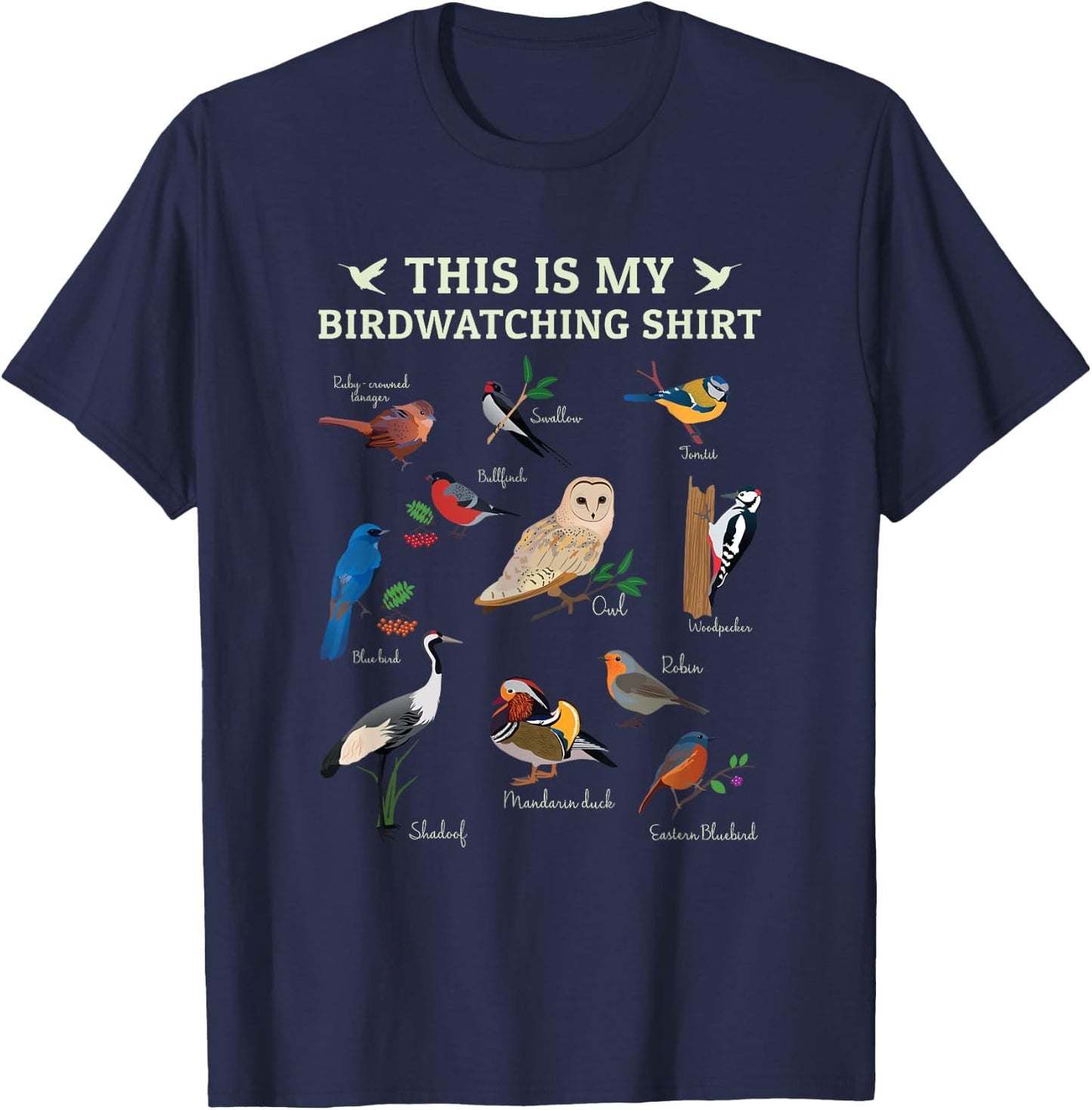 Cool Bird Lover Birdwatching Present Birdwatcher Birder Gift T-Shirt - T-Shirt | Navy