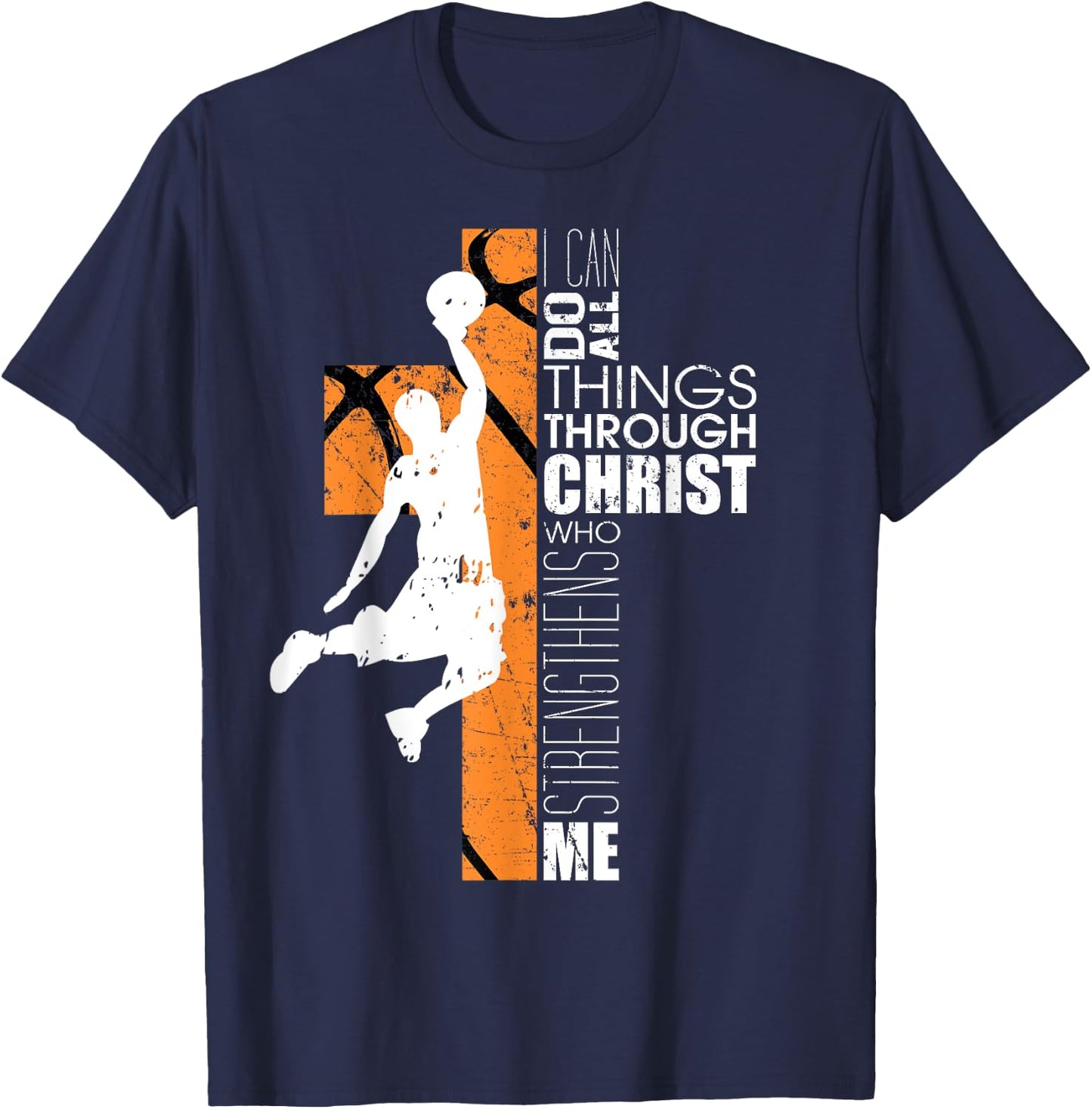 Christian Basketball Shirts Men Women Kids Cross Gifts Youth T-Shirt - T-Shirt | Navy