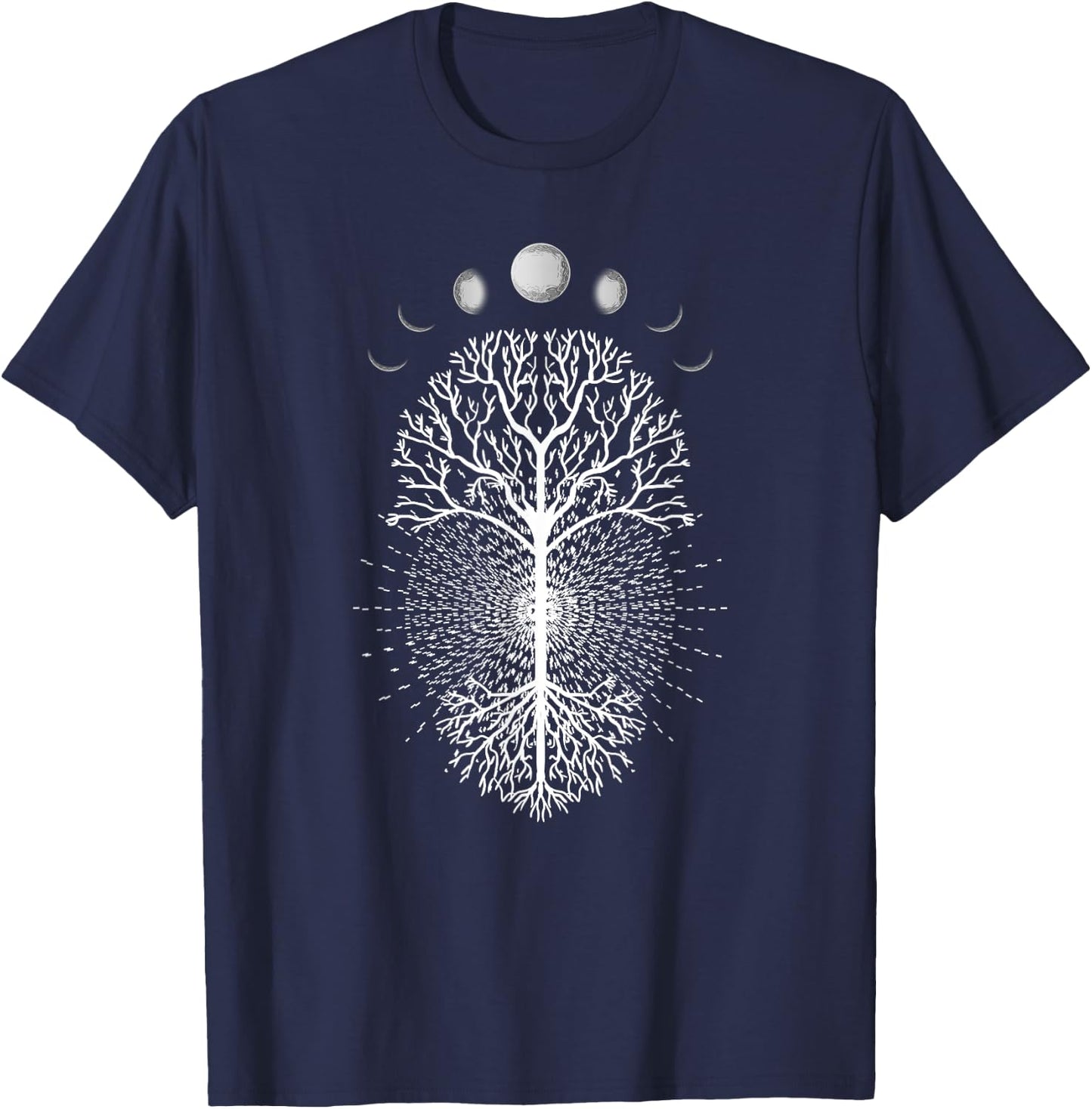 Tree Of Life Moons Phases Cool Meditation Yoga Lover Gift T-Shirt - T-Shirt | Navy