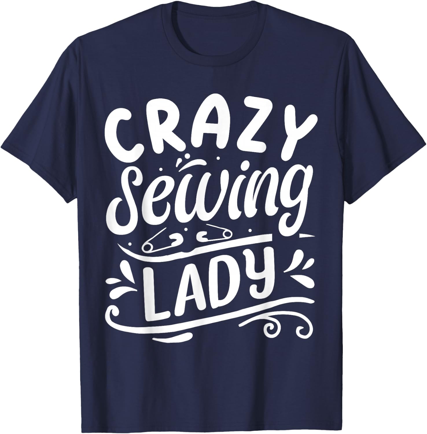 Crazy Sewing Lady T-Shirt - T-Shirt | Navy