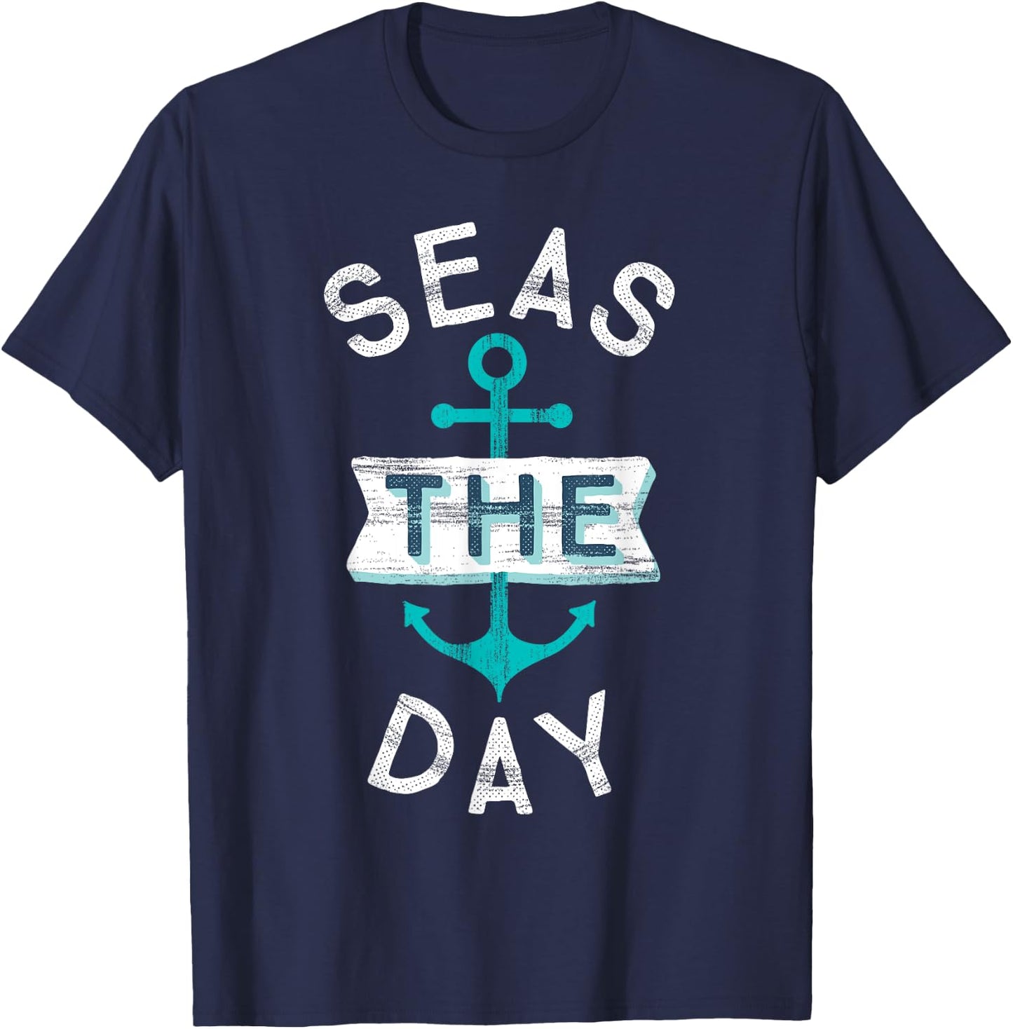 Funny Cruise Shirt Saying Seas Day Teal Nautical Anchor Gift T-Shirt - T-Shirt | Navy
