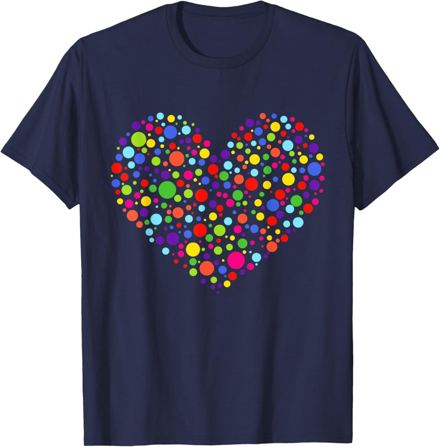Happy Dot Day Heart Colorful Polka Dot Women Teen Girl Kids T-Shirt - T-Shirt | Navy