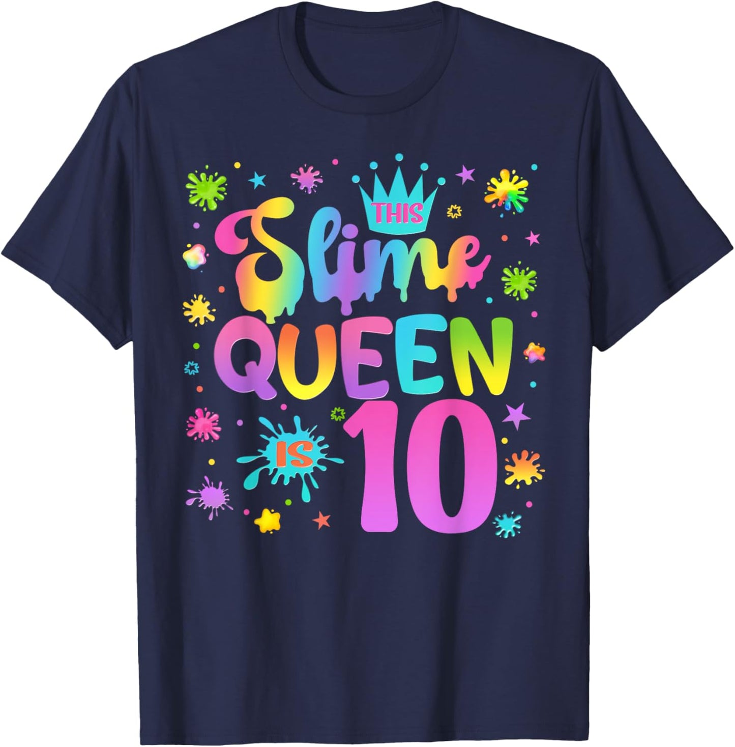 Slime Birthday Party Girl Colorful Outfit T-Shirt - T-Shirt | Navy