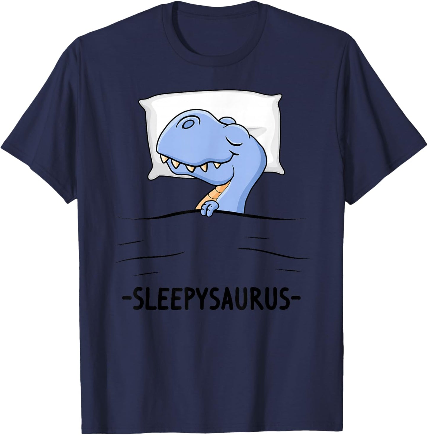 Lustig Dino Schlafoutfit schlafen Damen Pyjama Sleepysaurus Schlafshirt Schlafanzug Nachthemd Dinosaurier , Weiß, Klein, , Cartoon, Herbst, Winter T-Shirt - T-Shirt | Navy