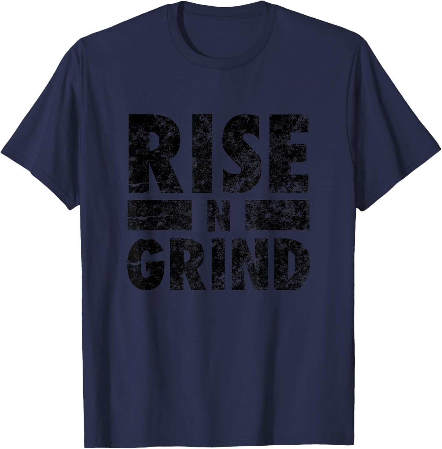 Gym Kiss Men's Grey Classic Fit Rise N Grind Workout , Small T-Shirt - T-Shirt | Navy