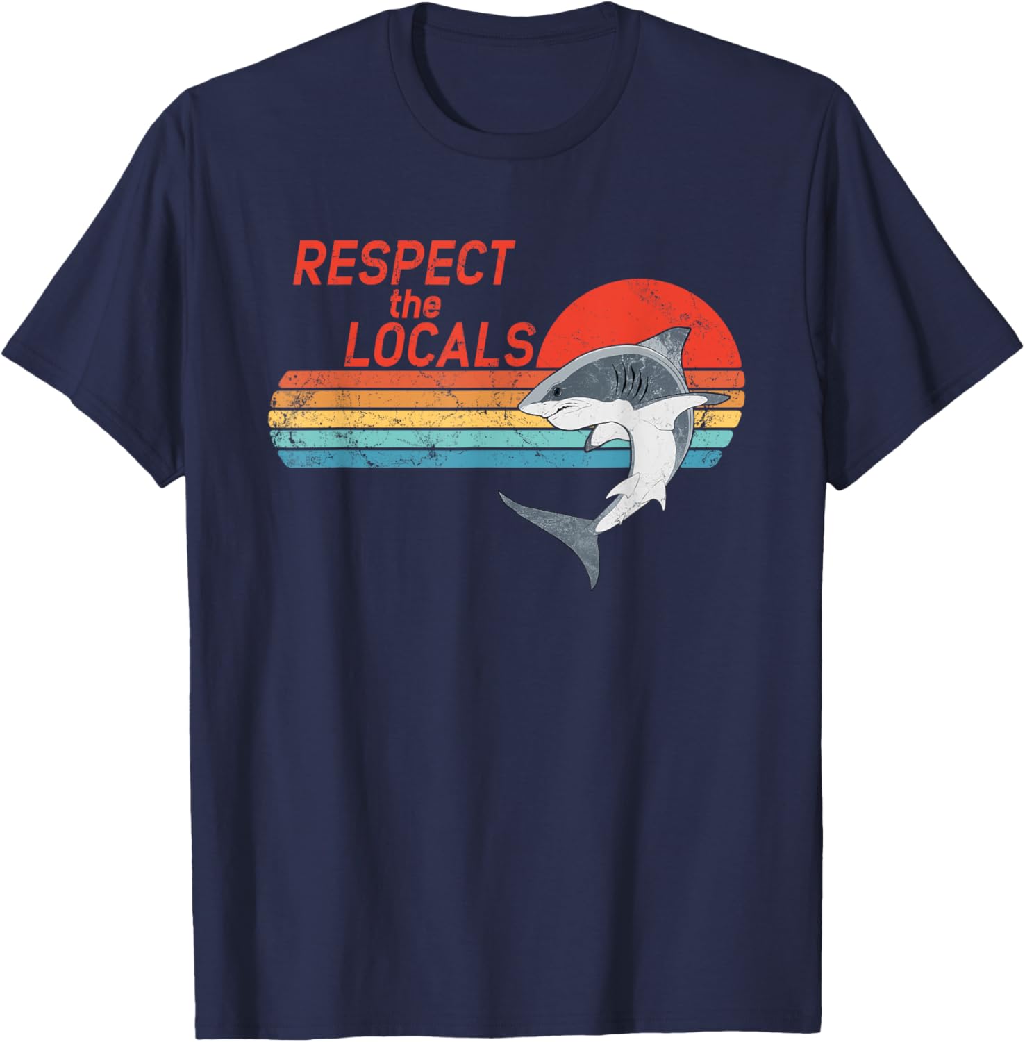 Respect the Locals White Shark T-Shirt - T-Shirt | Navy