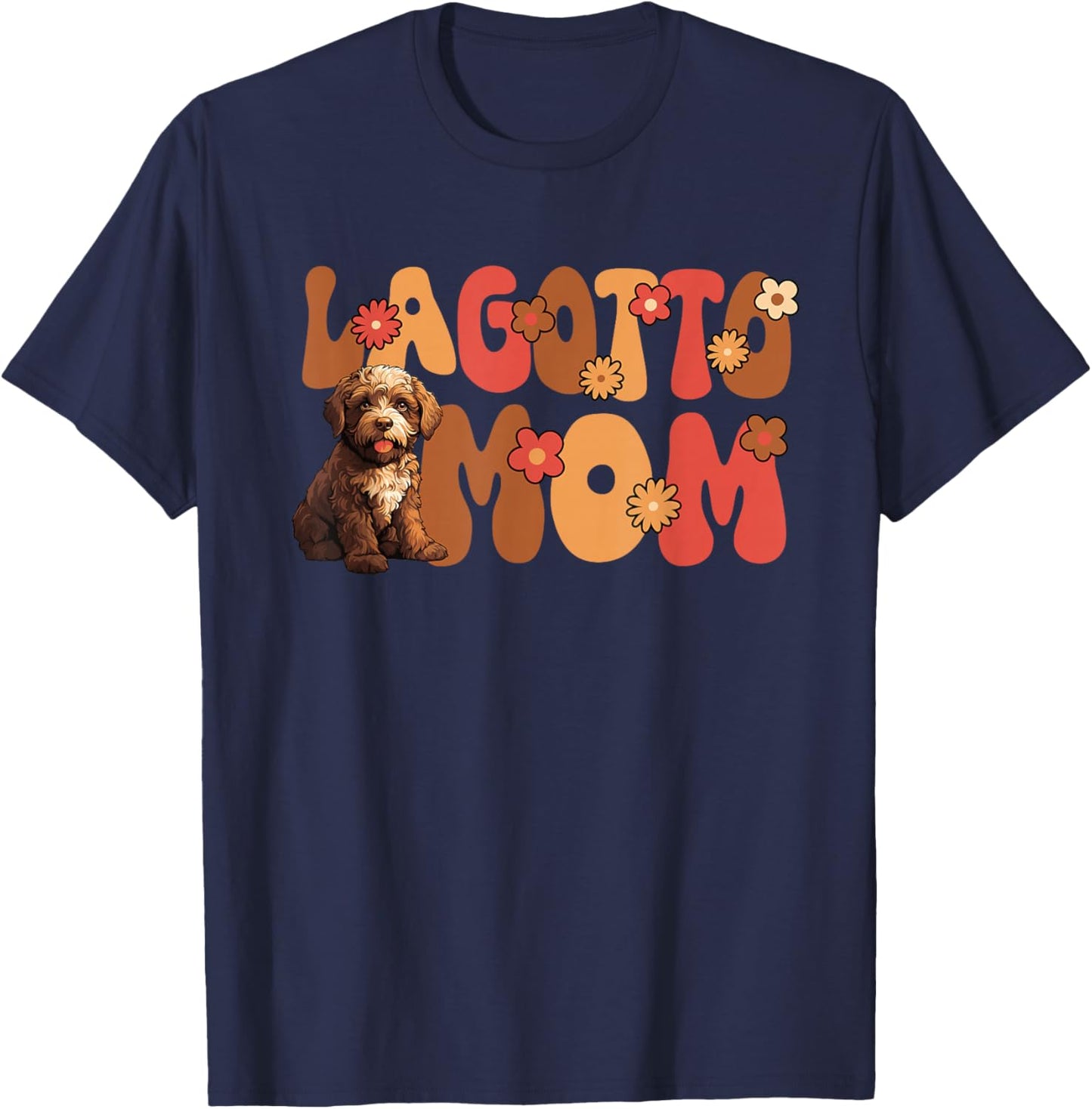 Lagotto Romagnolo Dog Groovy World's Best Lagotto Mom T-Shirt - T-Shirt | Navy