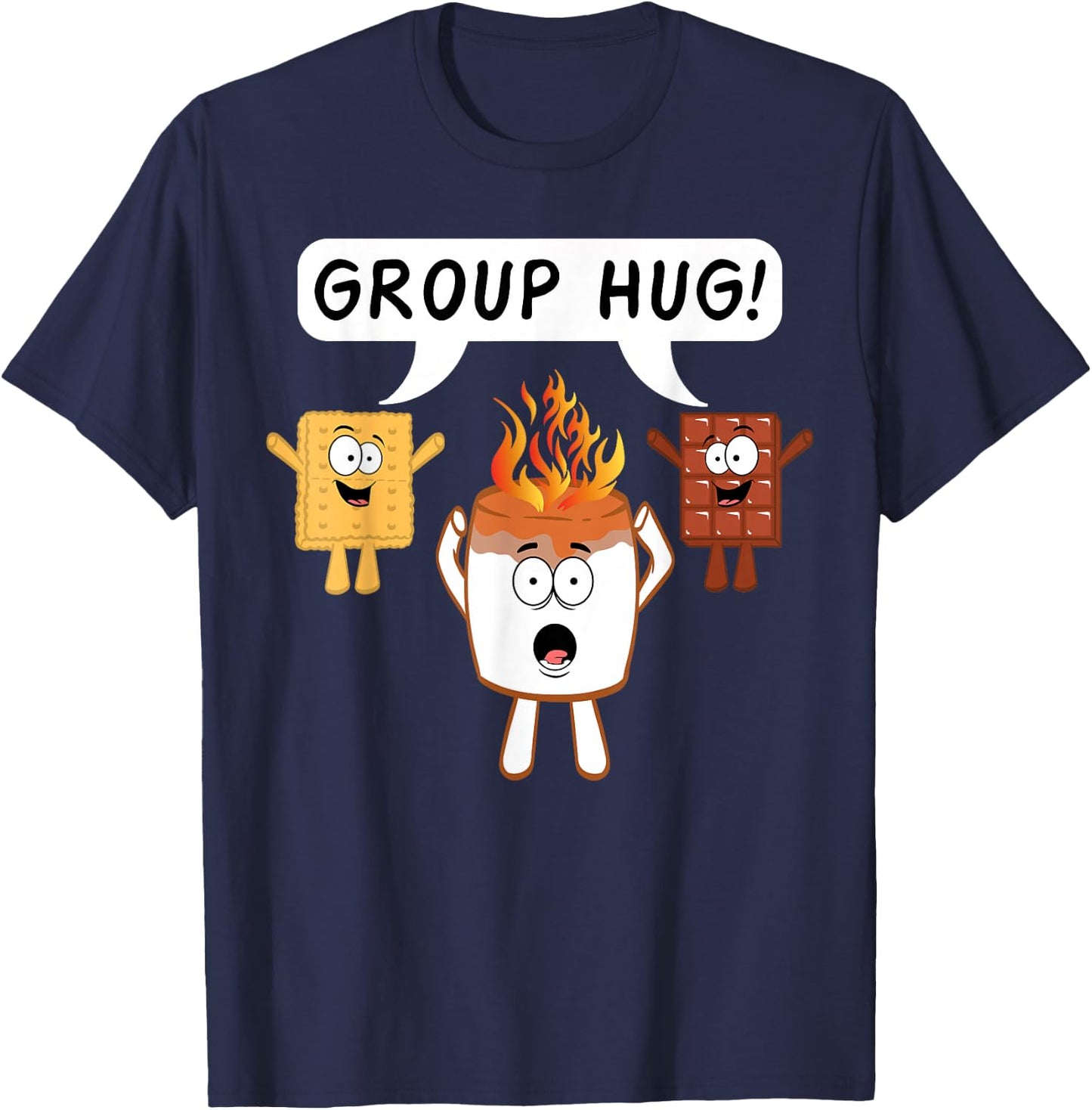 Group Hug S'mores Camping Bonefire Chocolate Marshmallow T-Shirt - T-Shirt | Navy