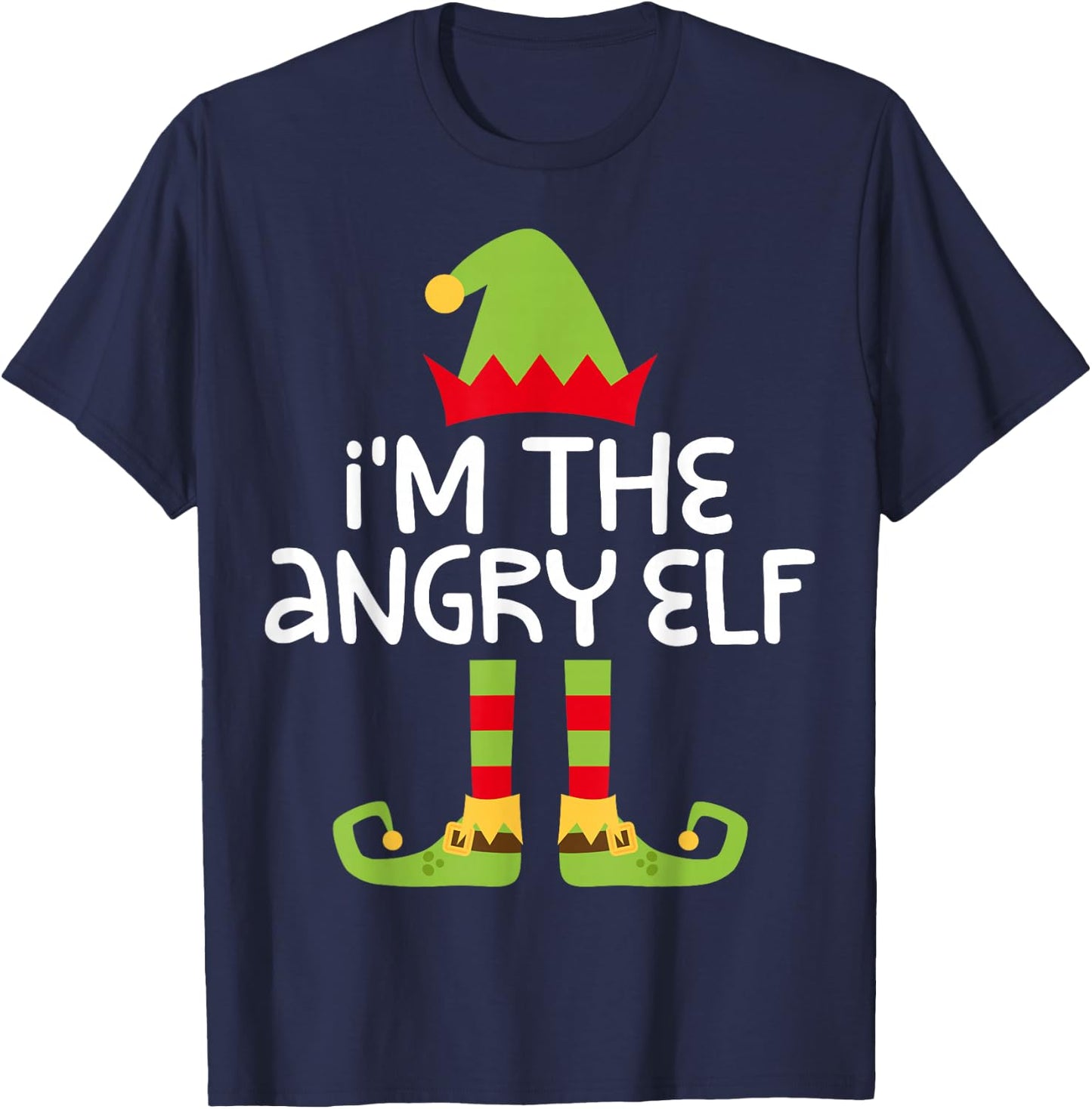 I'm The Angry Elf Shirt Adult Kids Matching Christmas Elf T-Shirt - T-Shirt | Navy