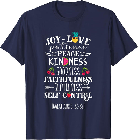 Fruit Of The Spirit Shirt Galatians 5:22-23 Bible Christian T-Shirt - T-Shirt | Navy
