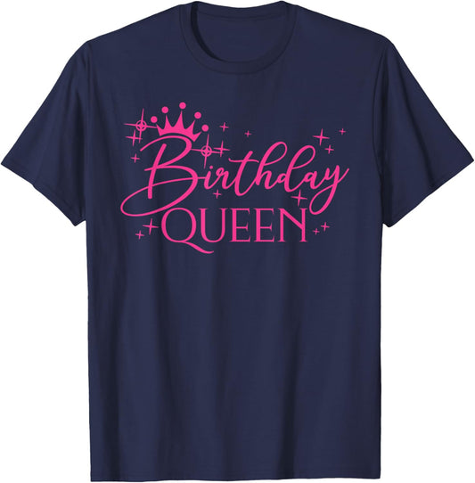 Birthday Queen Pink For Girls And Women Birthday Party T-Shirt - T-Shirt | Navy