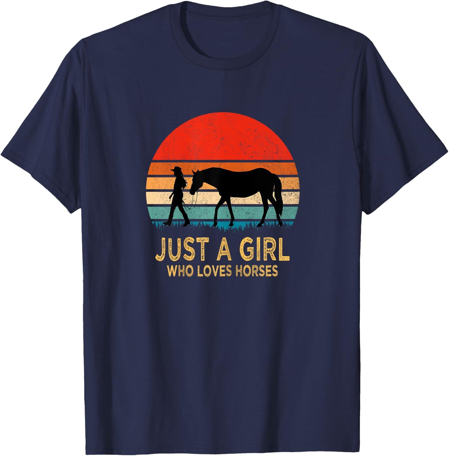 Just a Girl Who Loves Horses Gift T-Shirt - T-Shirt | Navy