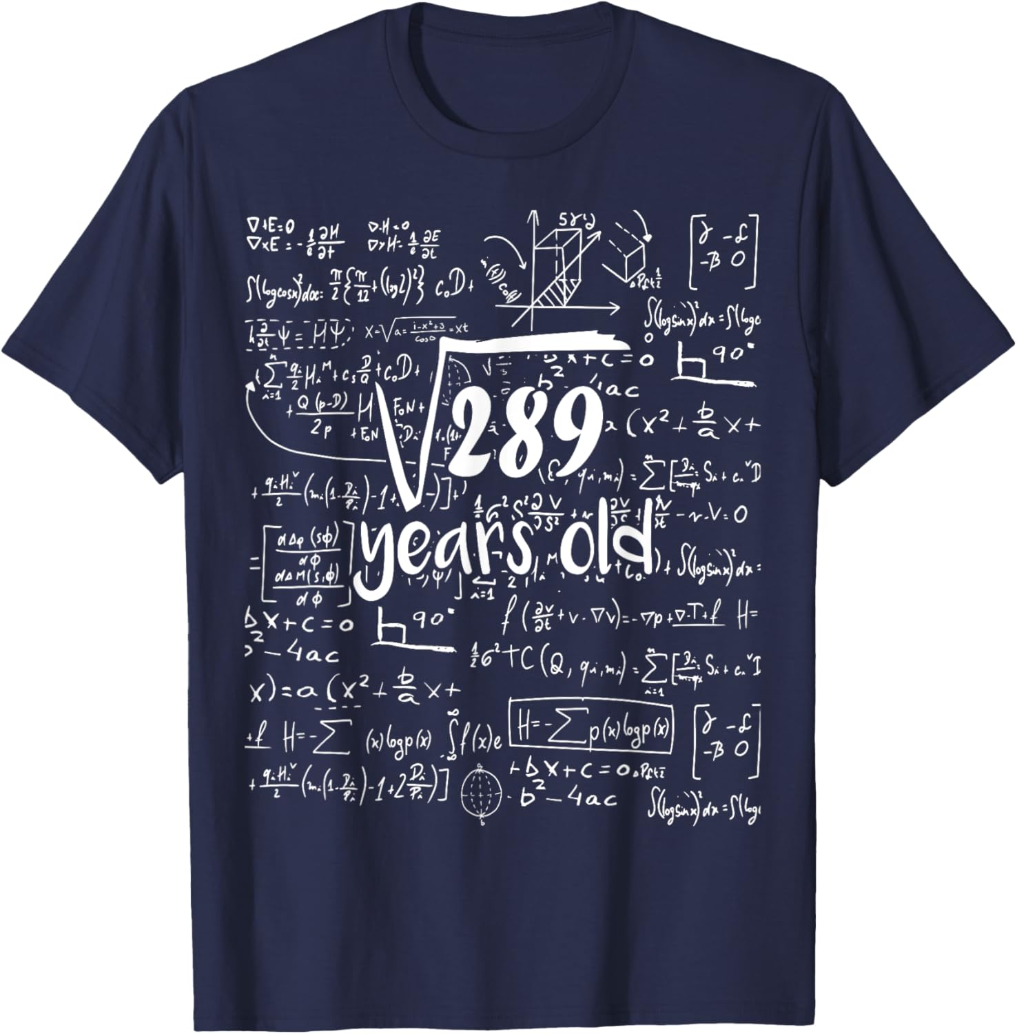 Square Root Of 289 - 17th Birthday 17 Years Old Math Bday T-Shirt - T-Shirt | Navy