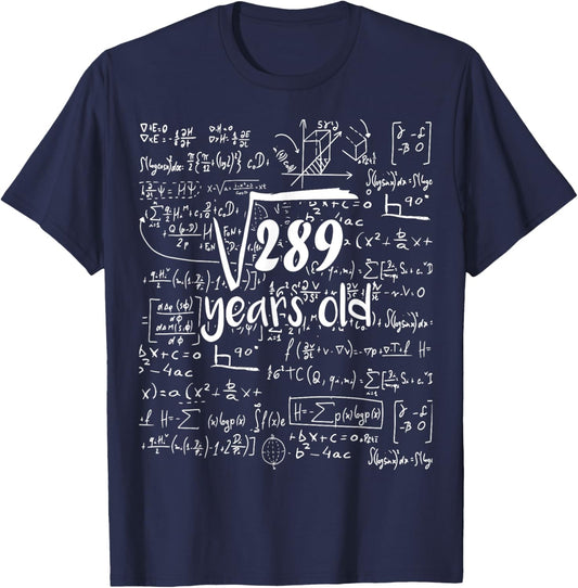 Square Root Of 289 - 17th Birthday 17 Years Old Math Bday T-Shirt - T-Shirt | Navy
