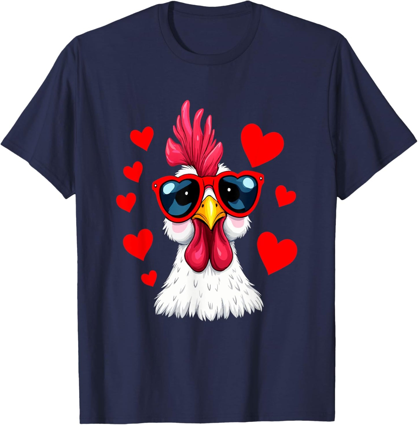 Funny Chicken Valentines Day Heart Chicken Couple T-Shirt - T-Shirt | Navy