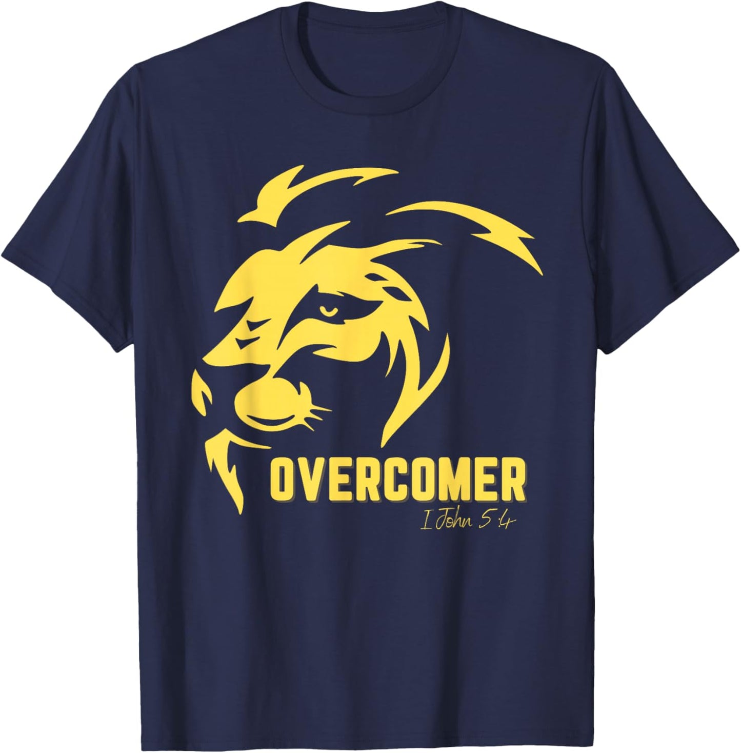 Overcomer Lion of Judah 1 John 5:4 Christian Victory Faith T-Shirt - T-Shirt | Navy