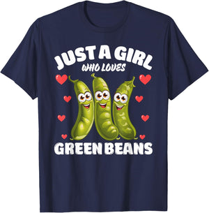 Just A Girl Who Loves Green Beans, Green Bean Lover T-Shirt - T-Shirt | Navy