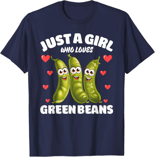 Just A Girl Who Loves Green Beans, Green Bean Lover T-Shirt - T-Shirt | Navy