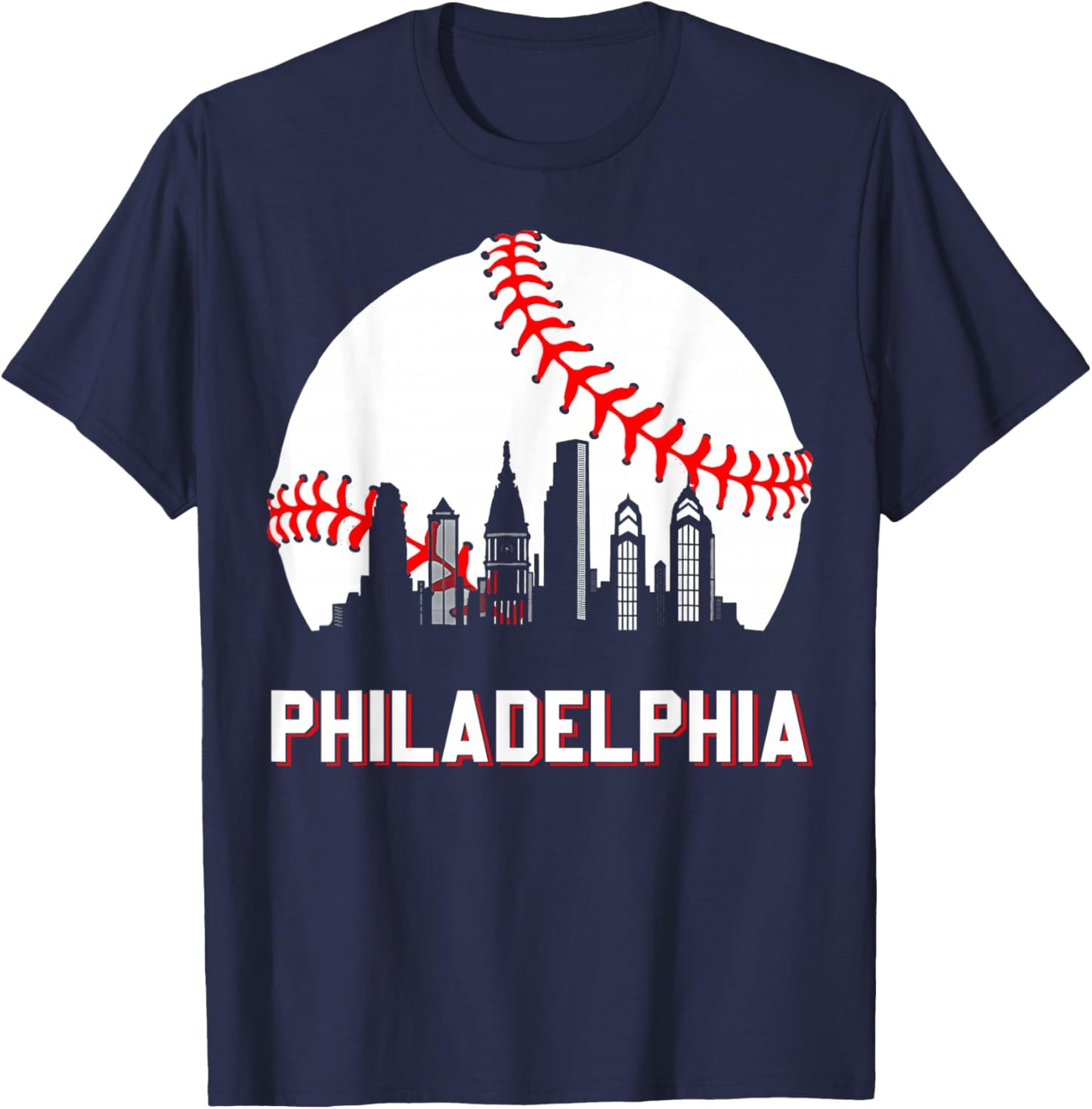 Vintage Distressed Philly Baseball Lovers T-Shirt - T-Shirt | Navy