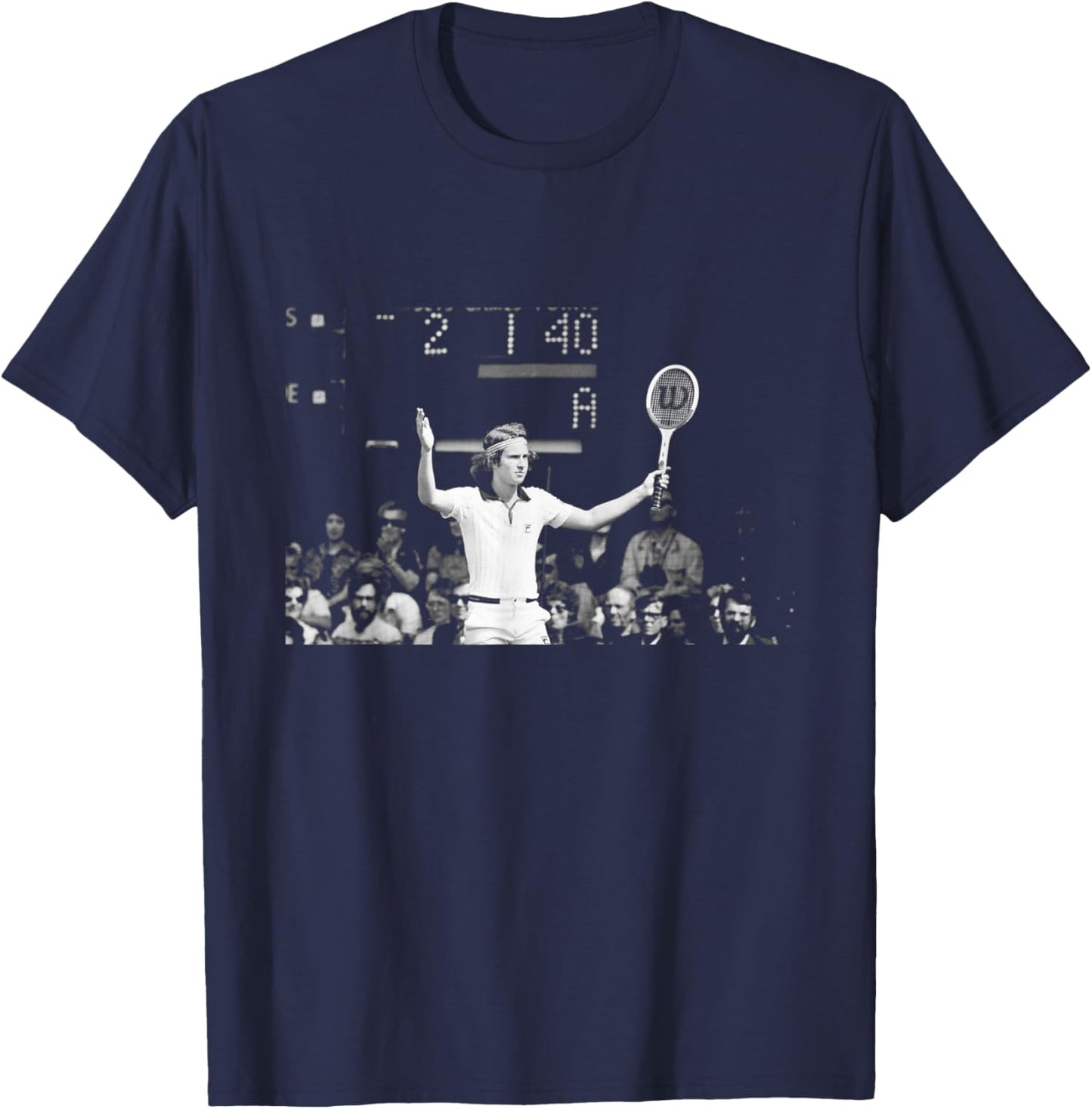 Wimbledon Tennis 1977 John McEnroe Complains to , Black, S T-Shirt - T-Shirt | Navy