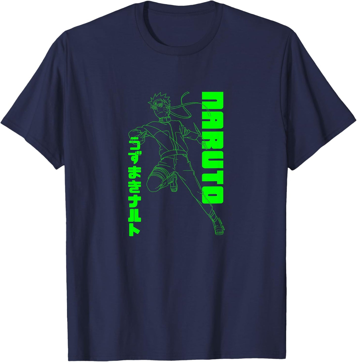 Naruto Shippuden Naruto Neon Green Outline Anime T-Shirt - T-Shirt | Navy