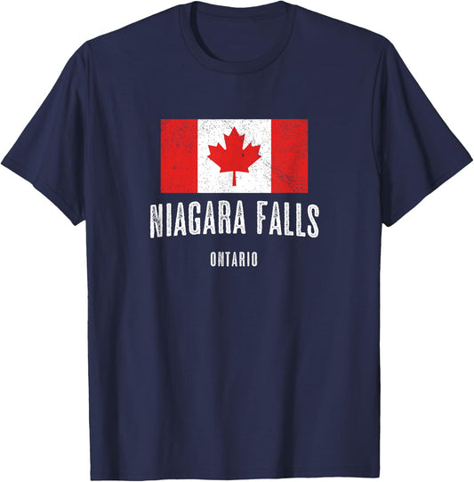 Niagara Falls Canada Canadian Flag Souvenir T-Shirt - T-Shirt | Navy