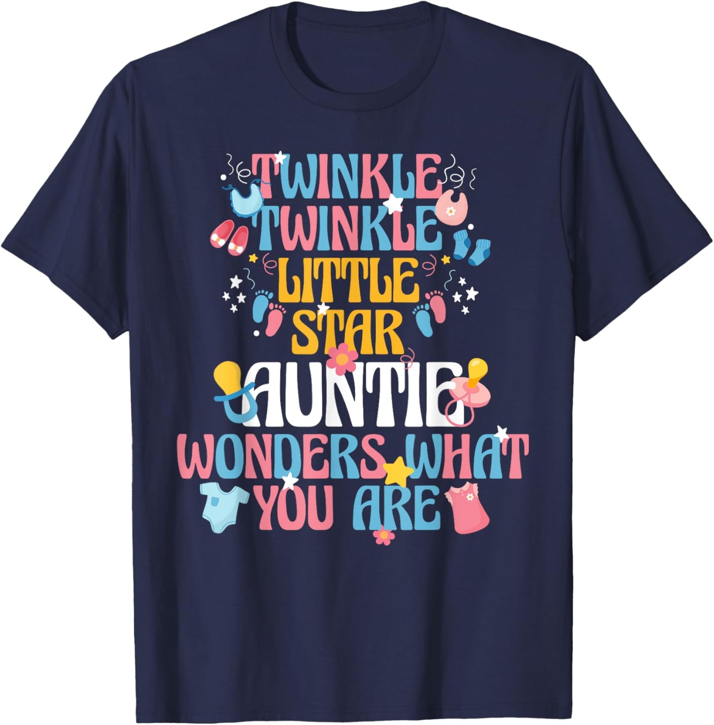 Twinkle Twinkle Little Star Gender Reveal For Aunties T-Shirt - T-Shirt | Navy