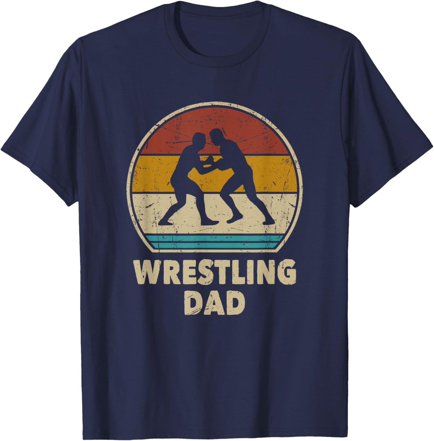 Wrestling Dad Vintage Wrestling Gift Retro Wrestling Lover T-Shirt - T-Shirt | Navy